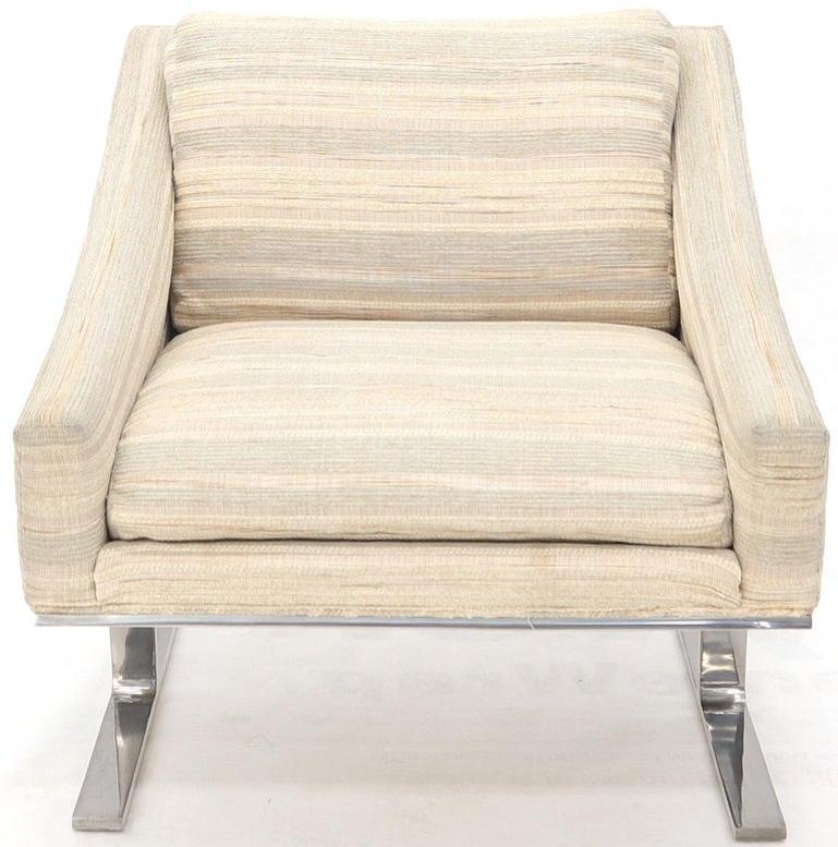 Heavy Stainless Steel Base Upholstered Scoop Lounge Chair