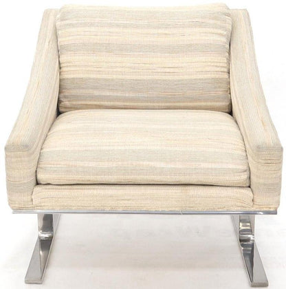 Heavy Stainless Steel Base Upholstered Scoop Lounge Chair