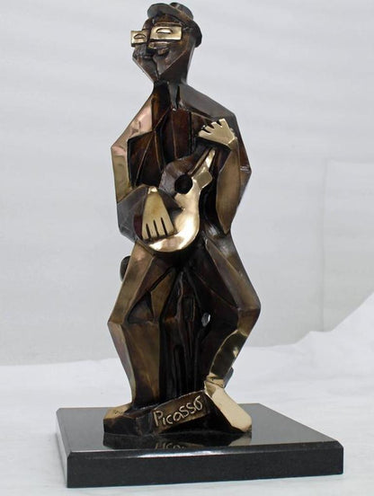 Bronze Abstract Guitarist Sculpture after Picasso Numbered