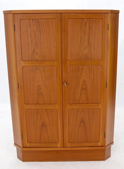 Danish Teak Corner Storage Liquor Cabinet Bar