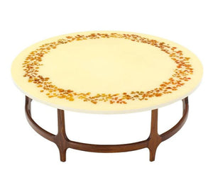 Decorative Mid-Century Modern Walnut Base Round Coffee Table