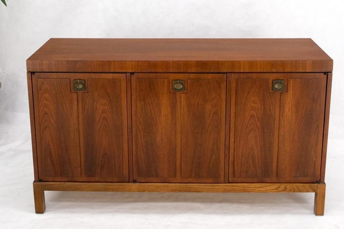Three Doors Compartments Two Fitted Doors Walnut Mid Century Server Buffet