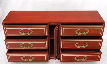 Directoire Style Blood Tomato Red Lacquer Super Heavy Solid Brass Pulls Dresser