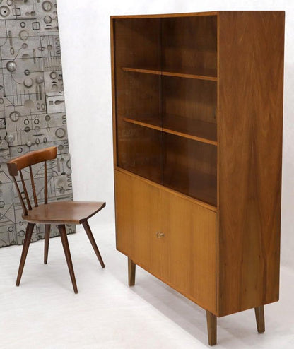 Danish teak Mid-Century Modern Bookcase Cabinet Credenza Hutch Two Glass Doors