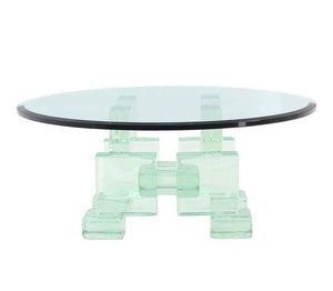 Thick Heavy Solid Glass Blocks Glass Top Coffee Table