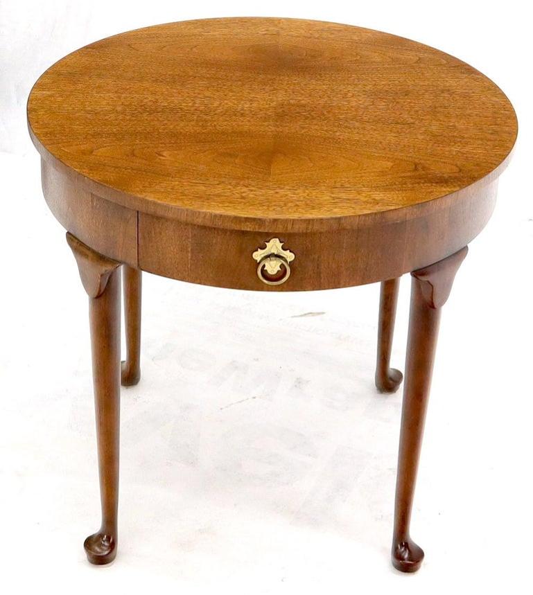 Queen Ann Walnut One Drawer Lamp Side Table Stand by Baker