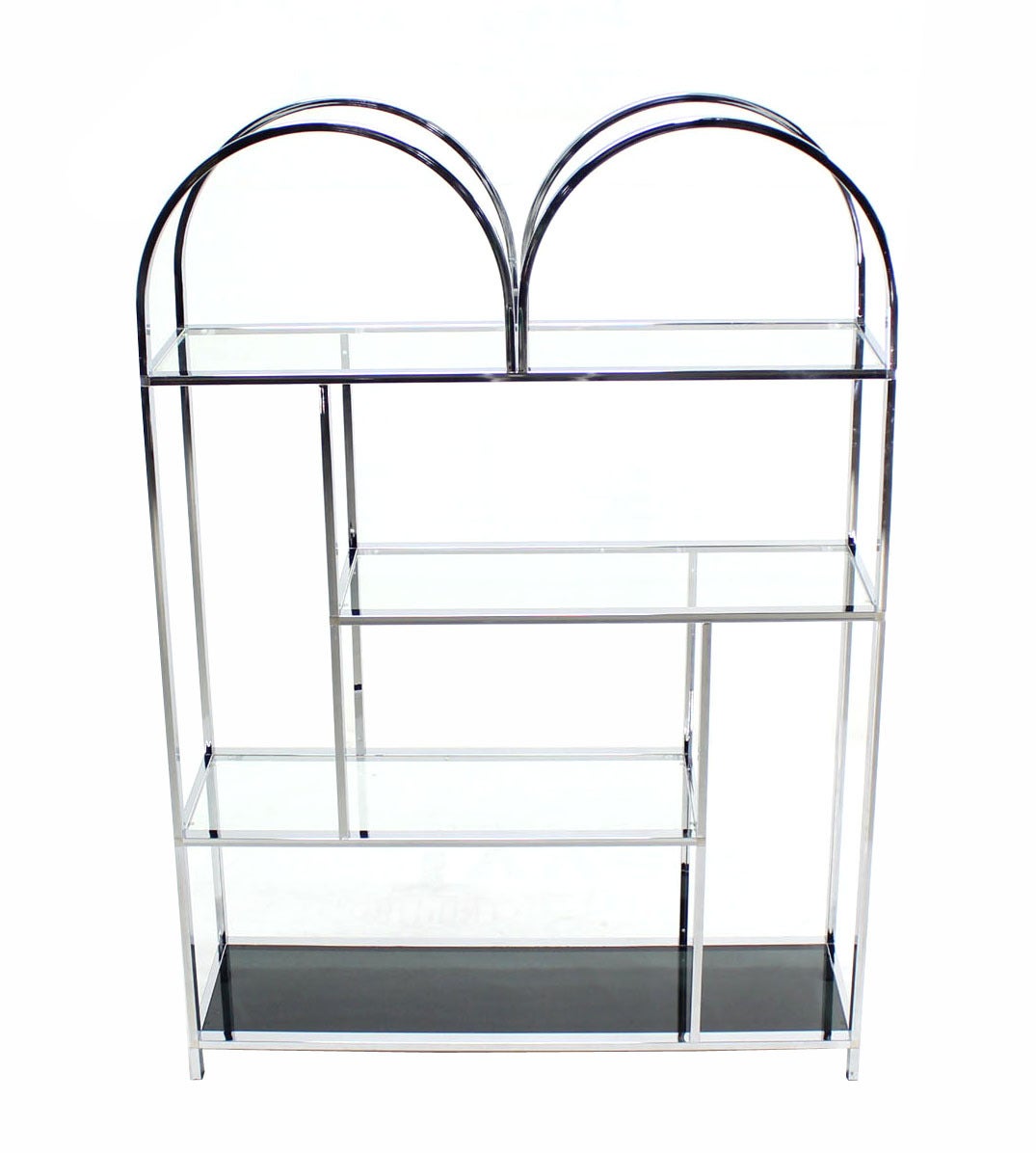 Large and Wide Chrome and Glass Etagere