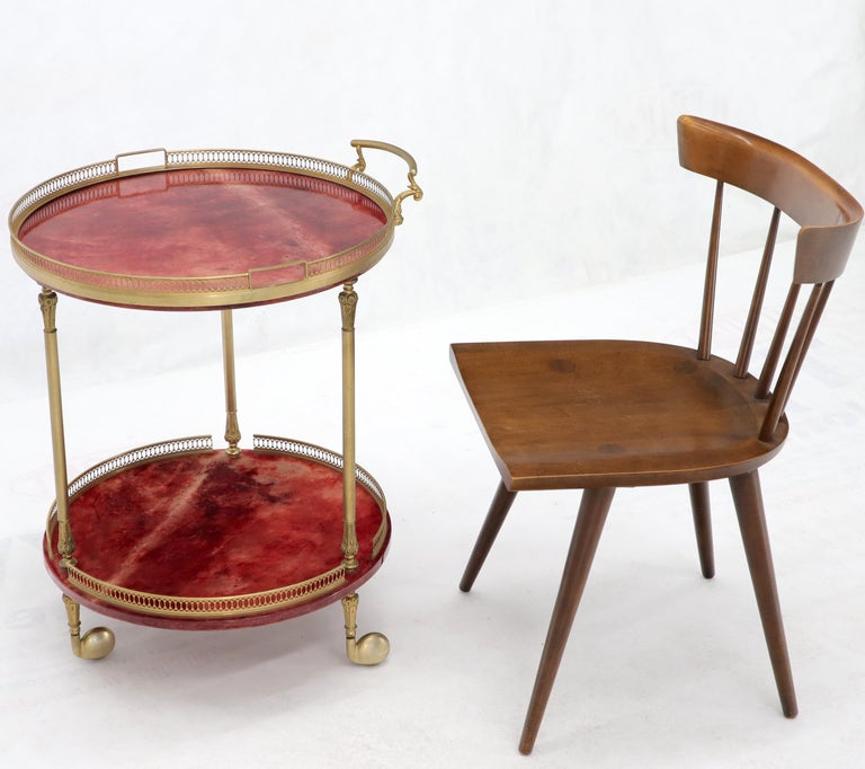 Round Aldo Tura Lacquered Parchment Goat Skin Serving Bar Cart