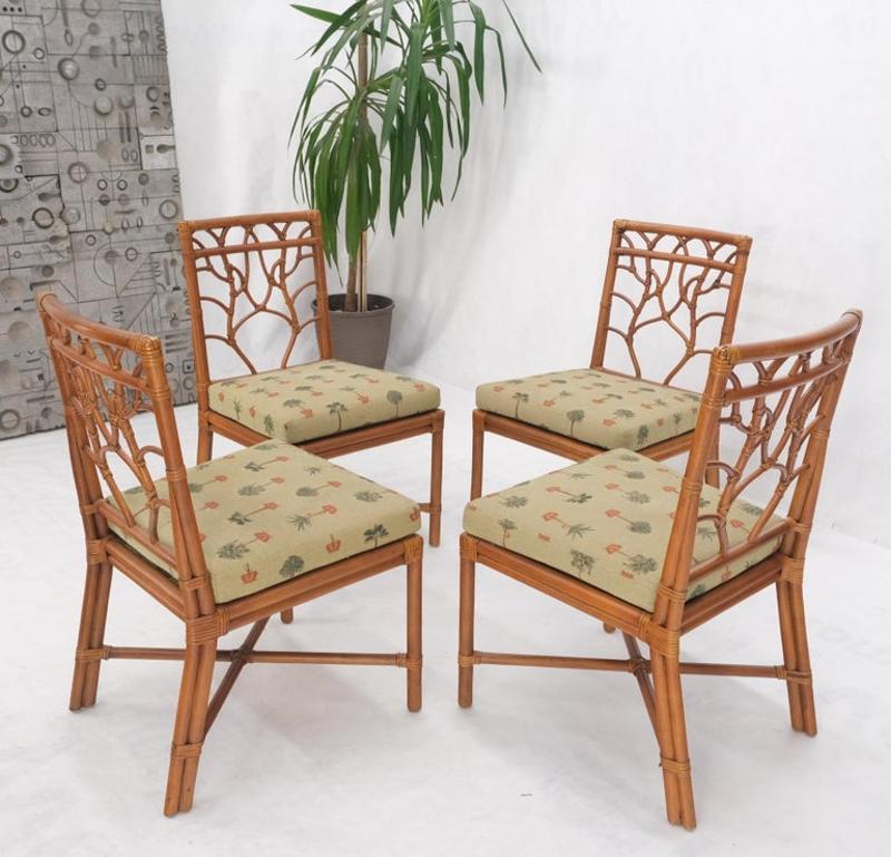 Set of 4 Bamboo Mid-Century Modern Dining Chairs MINT!