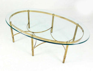 Brass and Glass Oval Mid-Century Modern Coffee Table