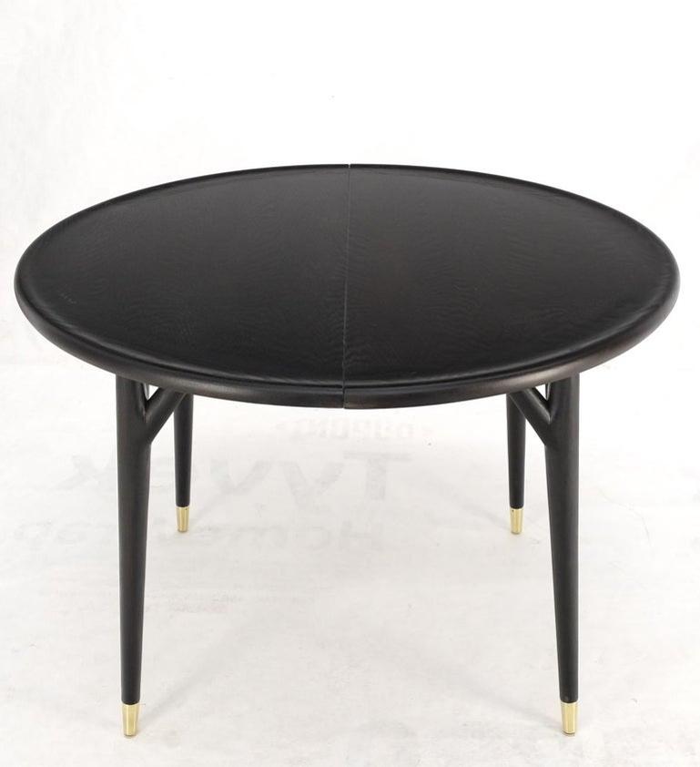 Round Mid Century Ebonized Oak Dining Table w/ Two Leafs Jack Van der Molen MINT