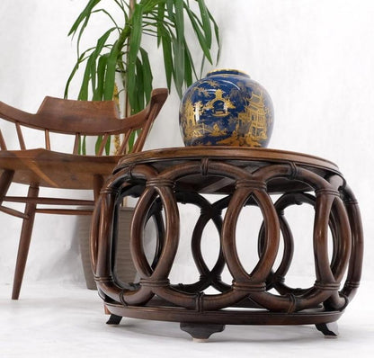 Very Fine Carved Solid Mahogany Round Occasional Coffee Side Center Table