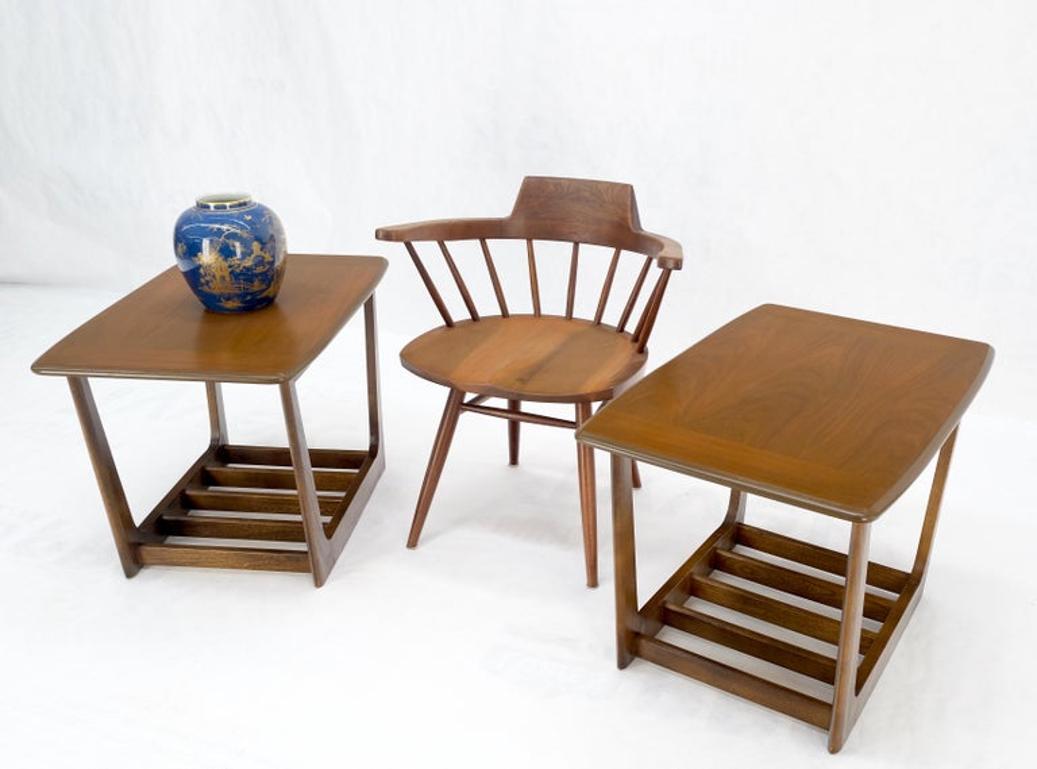 Pair of Mid-Century Modern Walnut End Side Tables w/ Shelf MINT!