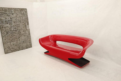 Red Molded Fiberglass Bench Love Seat