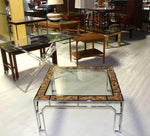 Mid-Century Modern, Chrome and Glass Square Coffee Table
