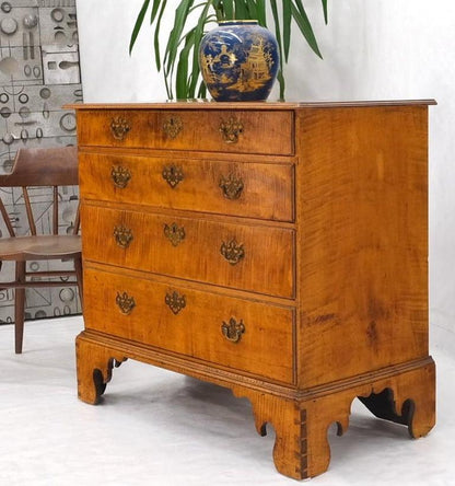 Antique 1880s Tiger Maple Chippendale Style Bachelor Chest Drawers Dresser