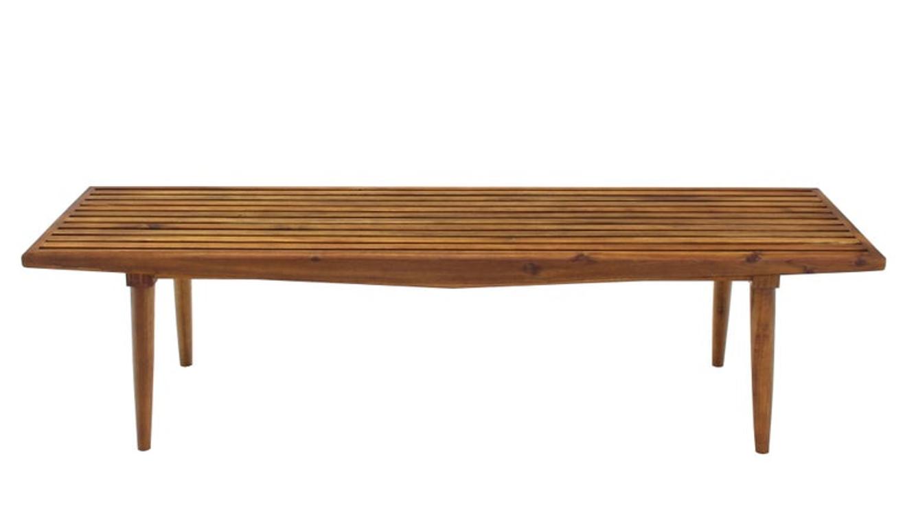 Solid Oiled Slat Wood Bench