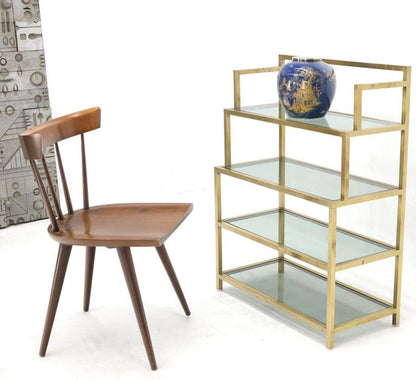 Four-Tier Brass Console Small Étagère with Smoked Glass Shelves