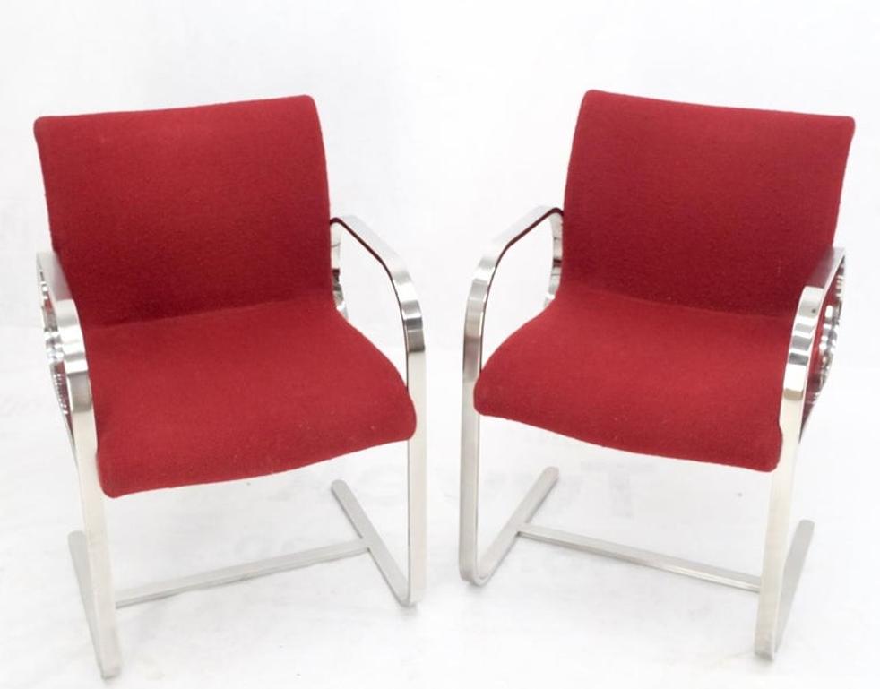 Pair Heavy Solid Stainless Steel Formed Bend Frame Side Lounge Chairs Red Uphols