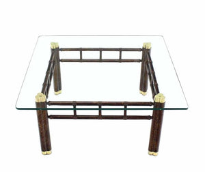 Faux Bamboo Bronzed Metal Base Square Coffee Table
