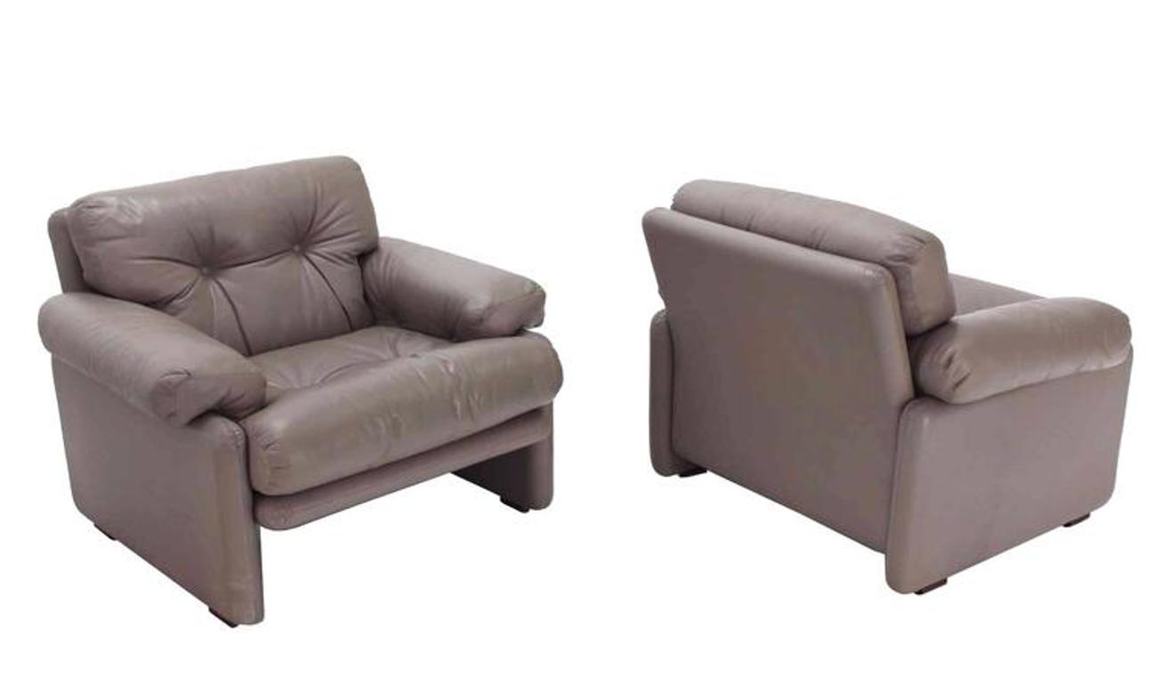 Pair of Leather B&B Italia Leather Lounge Chairs