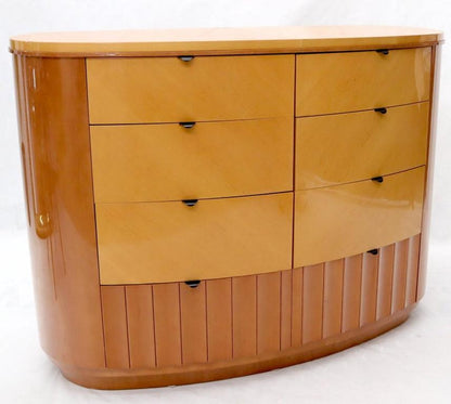 Large Inlaid Oval Kidney Shape Finished Back Dresser with Scallop Base