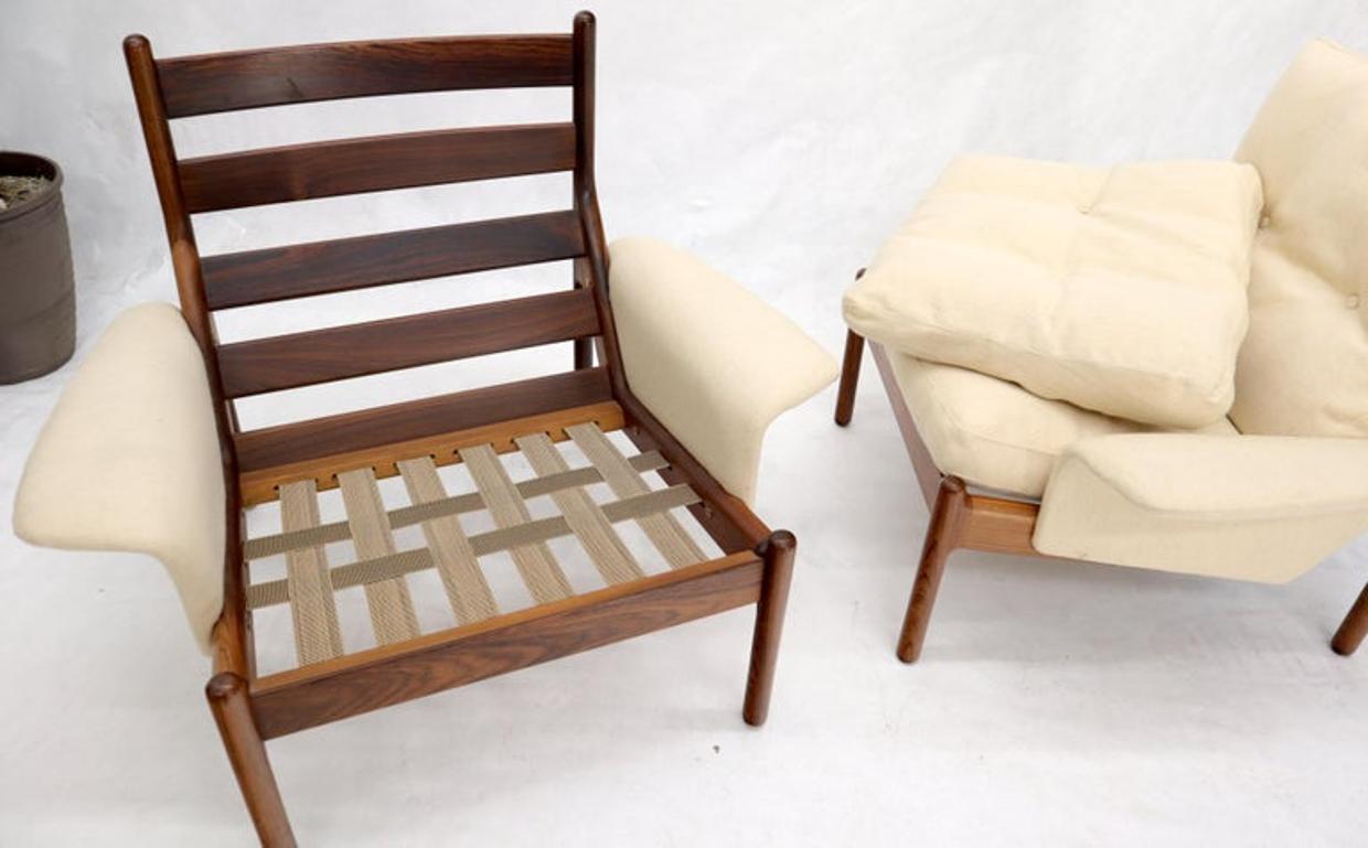 Pair of Danish Modern Virgin Wool Upholstery Rosewood Frames Longe Chairs