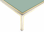 Square Brass, Chrome and Glass Coffee Table by Romeo Rega