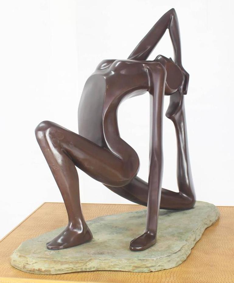 Large Abstract Sculpture of Stretching Nude Gymnast