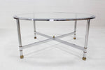 Chrome Brass and Glass Round Coffee Table by Jansen