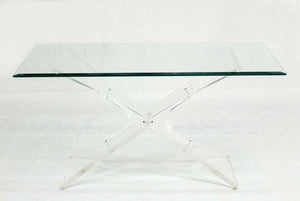 Lucite Base and Glass-Top Mid-Century Modern Console Table