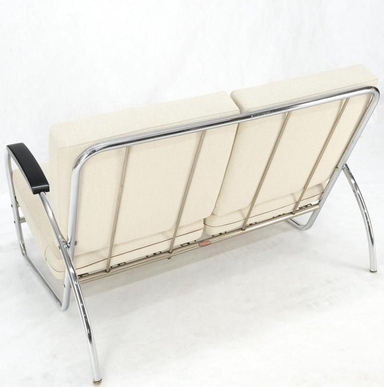Art Deco Bauhaus Wolfgang Hoffmann Chrome Bent Tube Sette Sofa New Upholstery