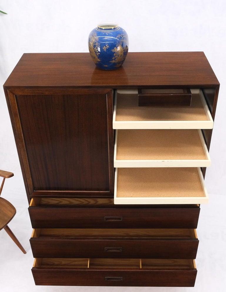 Harvey Probber Espresso Mahogany Sliding Doors 10 Drawers Gentlemen's Chest Mint