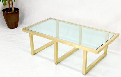 Brass Frame Shape Base Glass Top Rectangular Coffee Table