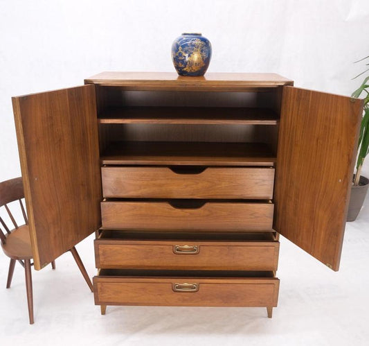 Mid-Century Modern Double Door Compartment Walnut Gentleman's Chest Dresser MINT