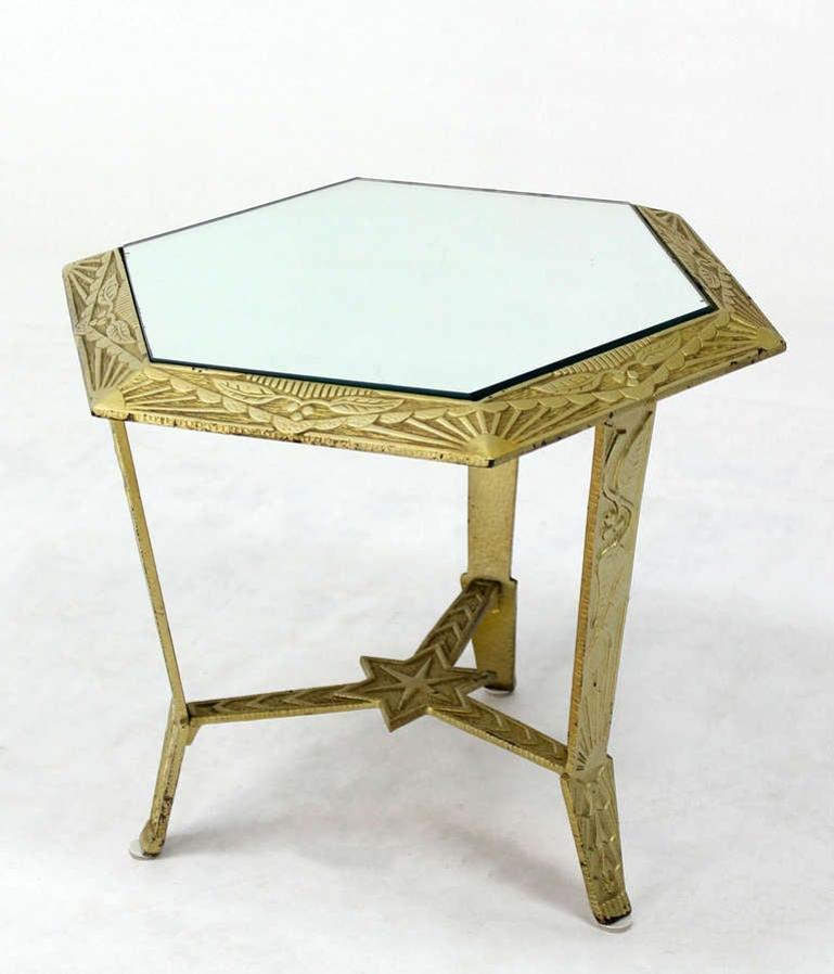 Fine Mid Century Modern Art Deco Hexagon Top Star of David Base Side End Table