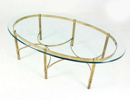 EstablishedLines Brass 6 Legged Base Glass Oval Top Mid-Century Modern Coffee Table MINT!
