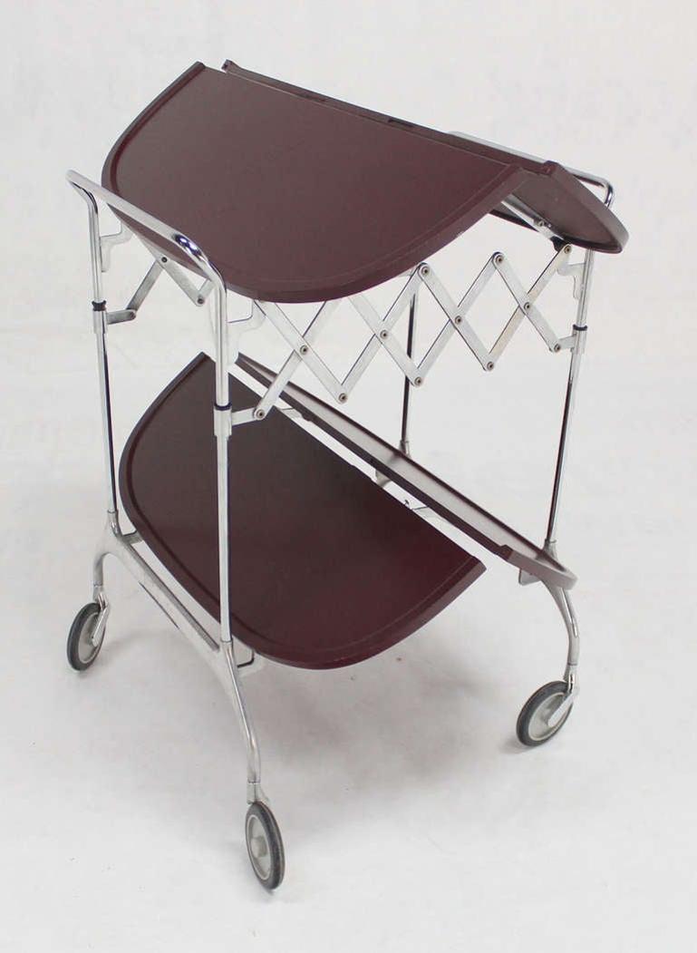 EstablishedLines Mid-Century Modern Folding Stow Away Serving Cart Table on Wheels by Cartel MINT