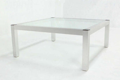 EstablishedLines Mid-Century Modern Machined Metal Base Glass Top Coffee Table Modernist