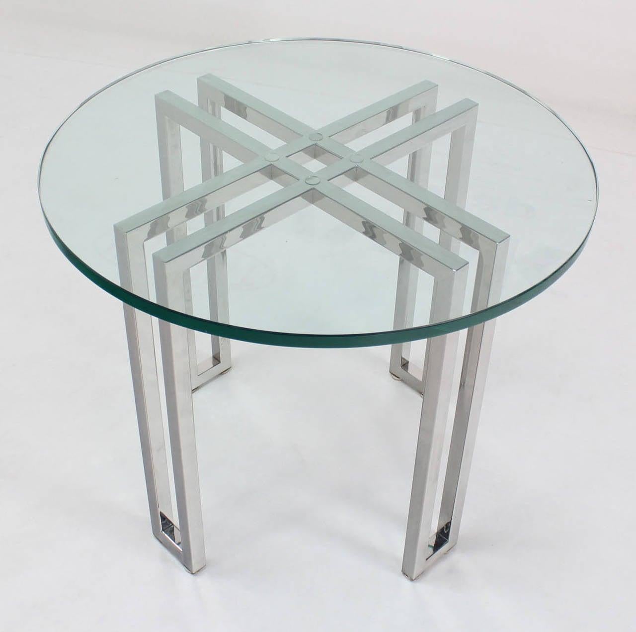 EstablishedLines Mid Century Modern Round Chrome Base Glass Top Side End Center Lamp Table Stand