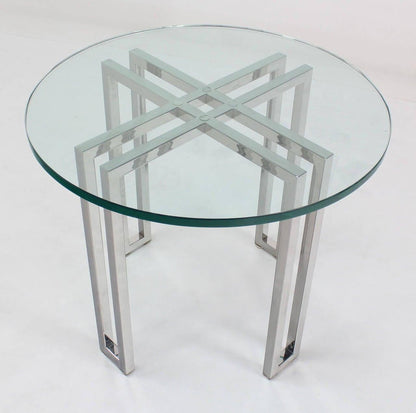 EstablishedLines Mid Century Modern Round Chrome Base Glass Top Side End Center Lamp Table Stand