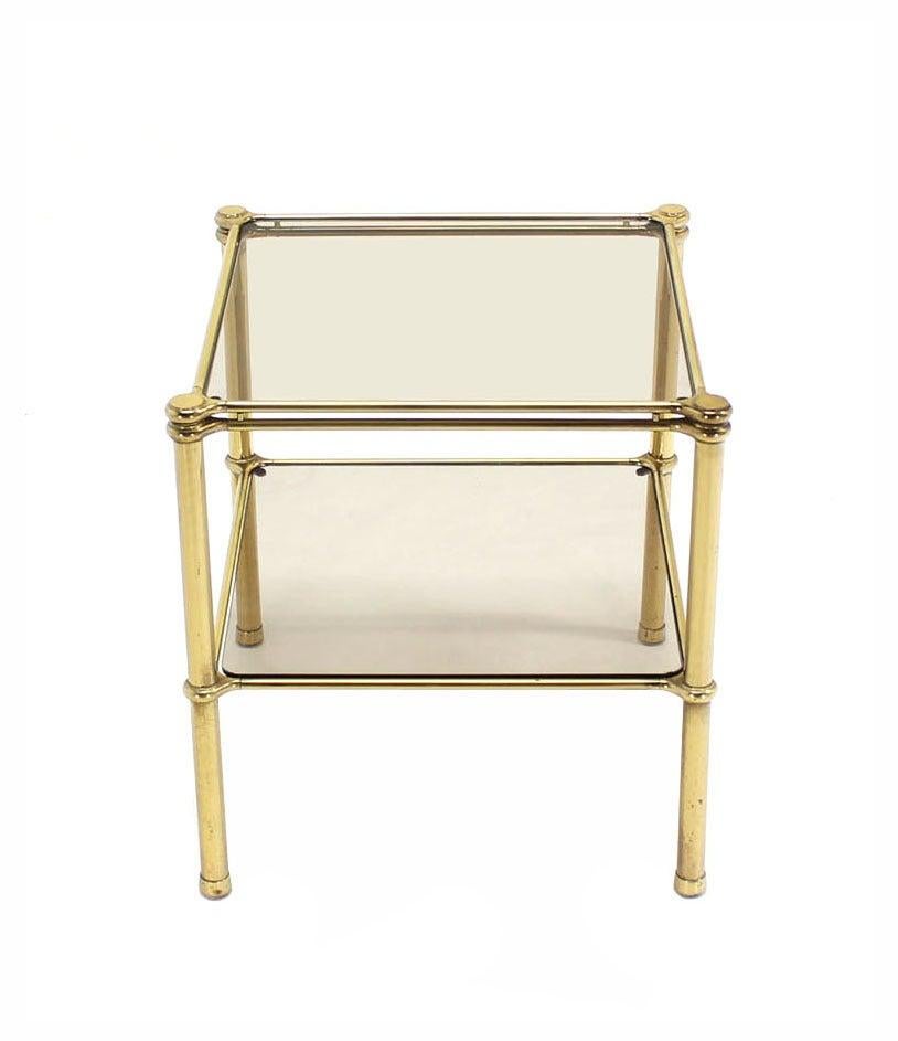 EstablishedLines Unusual Brass Square Two-Tier Side or End Table