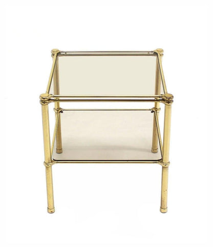 EstablishedLines Unusual Brass Square Two-Tier Side or End Table