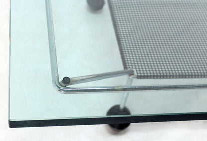 EstablishedLines Mid Century Modern Square Glass Top Coffee Table Atomic Round Ball Shape Legs