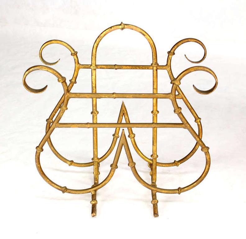 EstablishedLines Faux Bamboo Metal Magazine Rack, Hollywood Regency Style