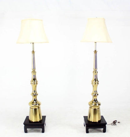 Pair Large 5'Tall Mid-Century Modern Metal Finial-Shape Floor Lamps Stands Mint!