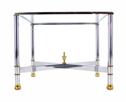EstablishedLines Pair Mid Century Modern Square Chrome  X Base End  Side Coffee Tables Stands
