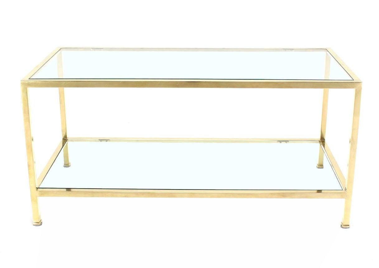 EstablishedLines Mid Century Modern Solid Polished Brass  Square Tube Rectangular Coffee Table