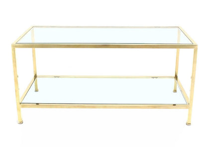 EstablishedLines Mid Century Modern Solid Polished Brass  Square Tube Rectangular Coffee Table