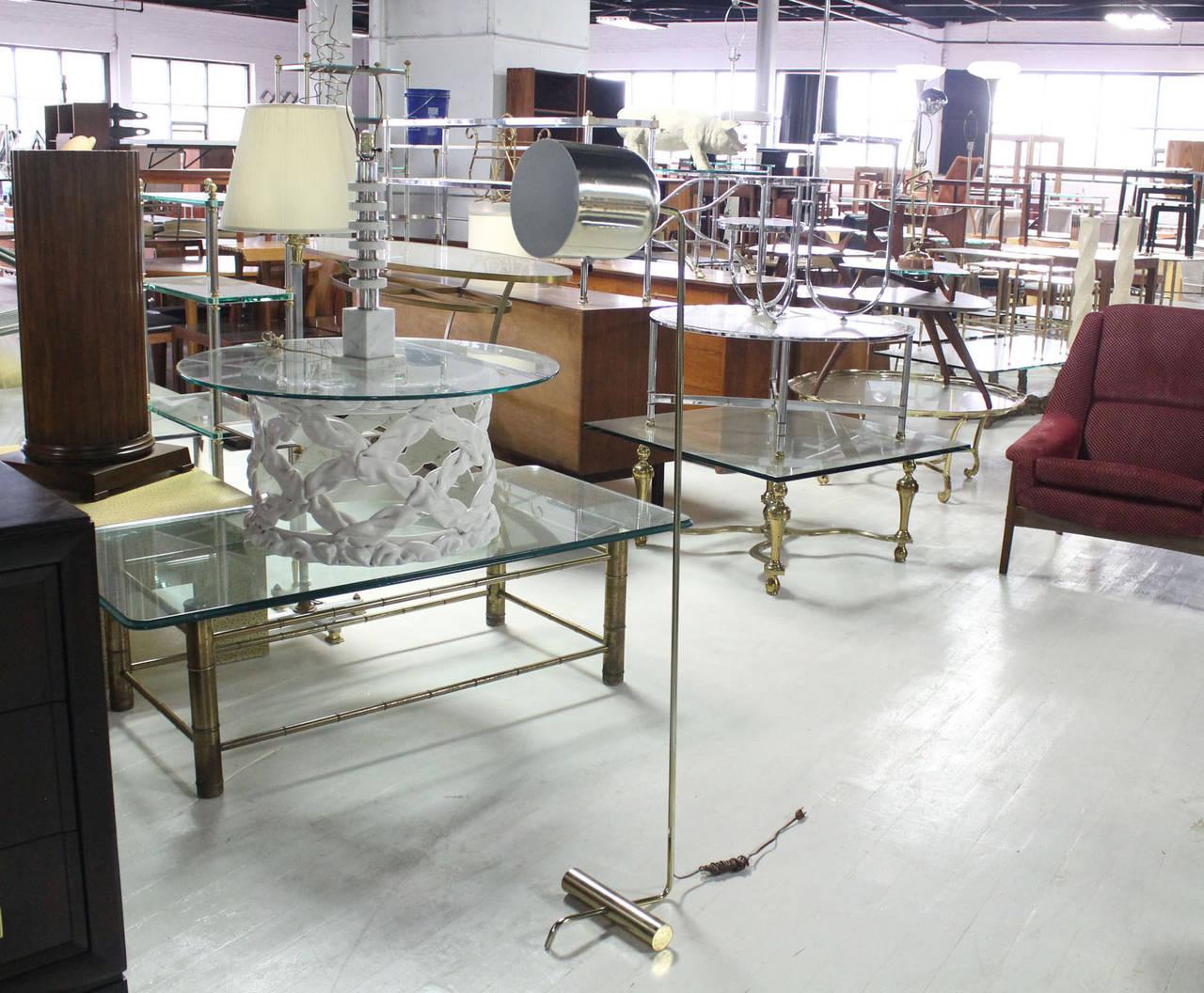 Mid Century Modern Bent Tube Base Adjustable Metal Cup Shape Shade Floor Lamp